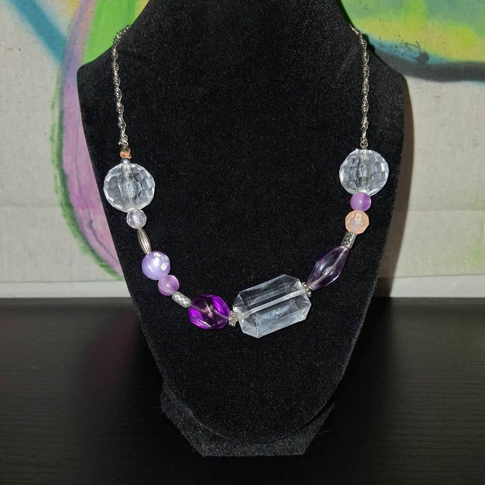 Handmade Chunky Purple Statement Necklace
